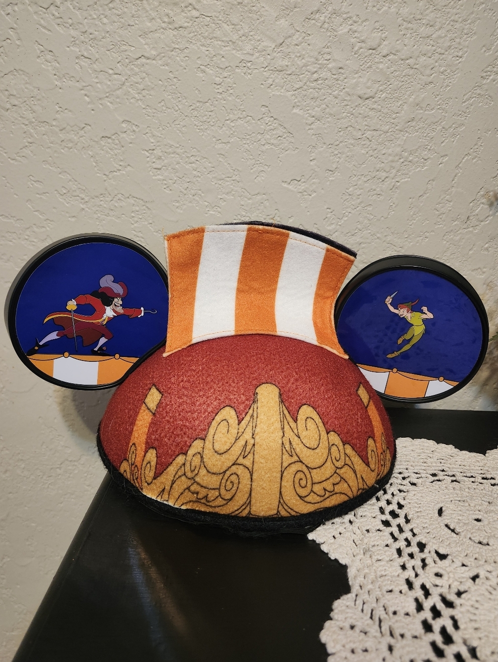 Disney Parks Captain Hook & Peter Pan Mickey Ear Hat - Red, Orange, Blue